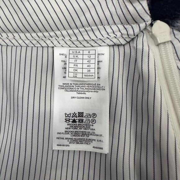 Brooks Brothers Red Fleece trapezoid wool skirt‎ checkered blue and white W-6 - Picture 5 of 10